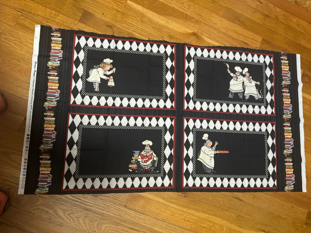 Mangia Mangia Chef SET OF 4 PLACEMATS Cotton Fabric Panel