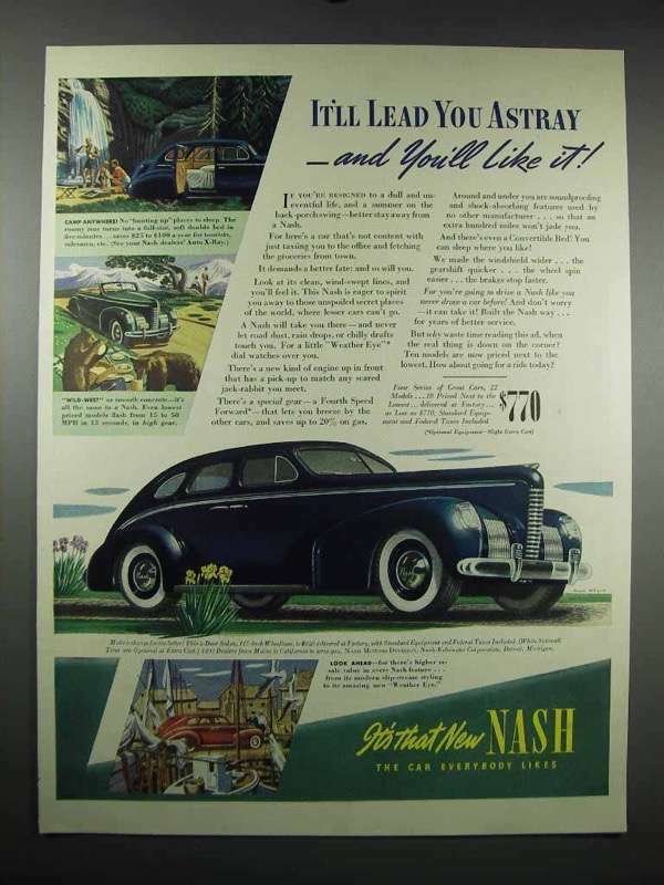 1939 Nash 4-Door Sedan Ad - It'll Lead You Astray