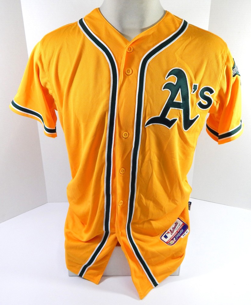 Oakland A's Athletics Blank Game Issued Yellow Jersey 42 DP48227