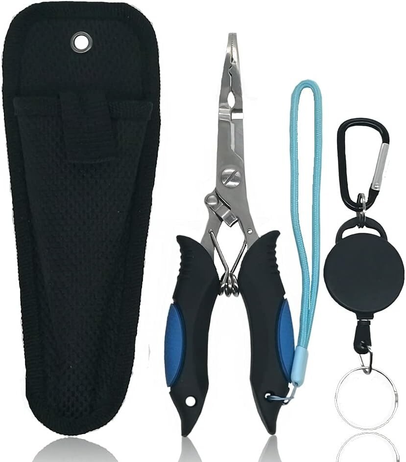Stainless Steel Fishing Pliers with Hook Remover Sheath and Lanyard