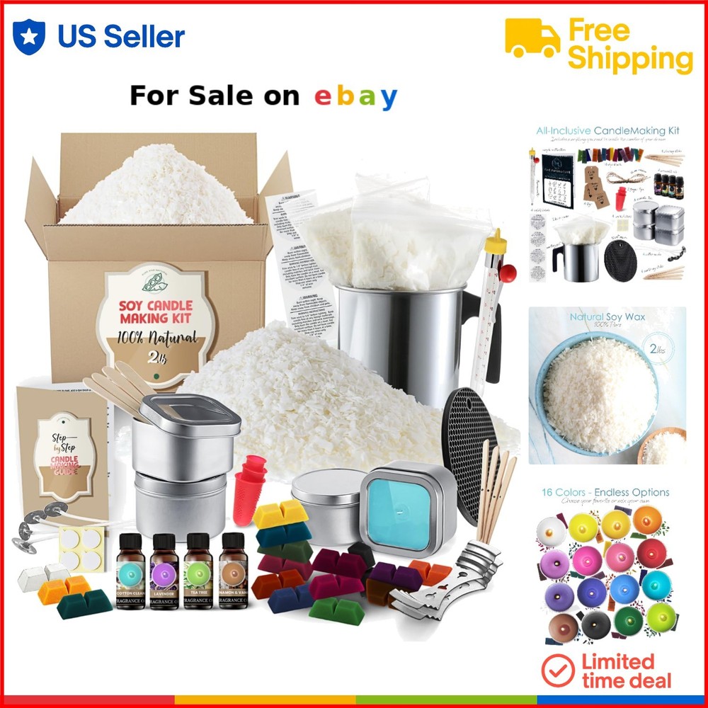 Soy Candle Wax Making Kit 2 Lbs for DIY Candles with Scents Colors Beginners
