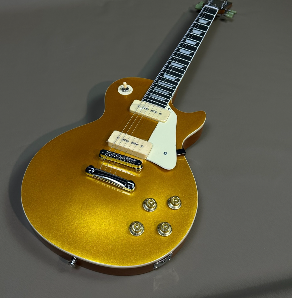 Gold top P90 Pickups ABR-1 Bridge LP Electric Guitar Soild Mahogany Body &Neck-image