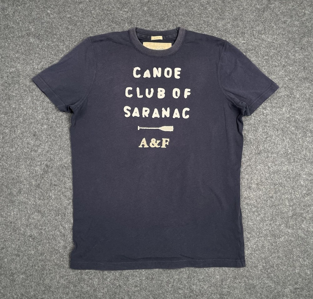 Abercrombie & Fitch Muscle T-Shirt Mens XL Navy Canoe Club Sarnac Vintage Y2K-image