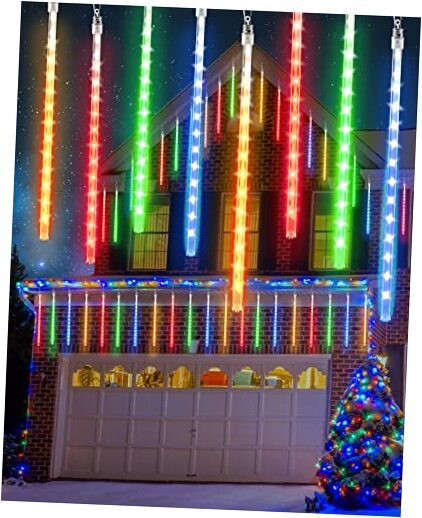 Multicolor Meteor Shower Icicle Lights 480 LED 20 Tubes 4 in 1 Multi-colored