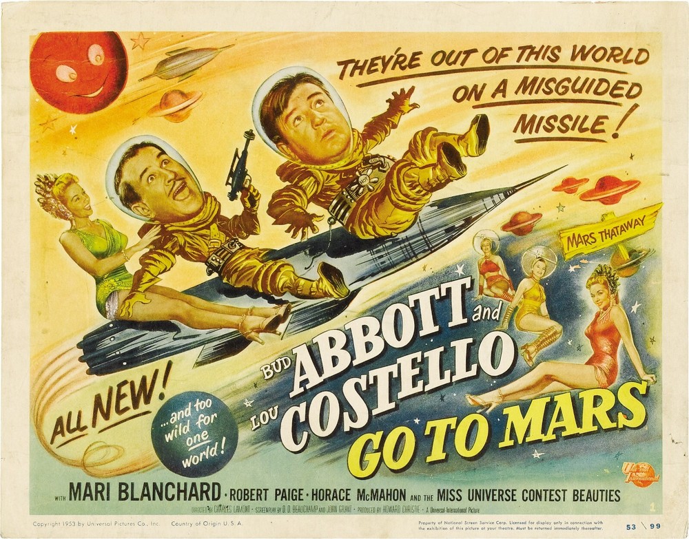 Vintage 1953 Abbott & Costello Go To Mars Lobby Card Giclée Print-image