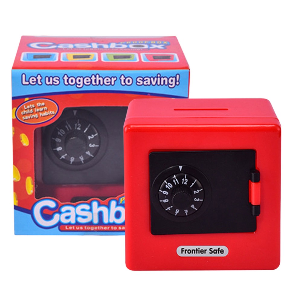 Kids Large Capacity Coin Bank, Unbreakable Money Safe with Password Lock Red