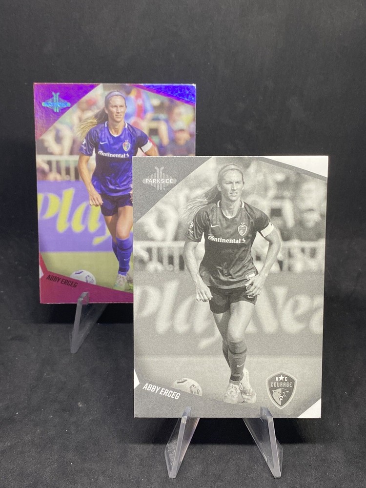 Abby Erceg 2-Card Lot 2022 Parkside NWSL Black White Foil #198 NC Courage-image