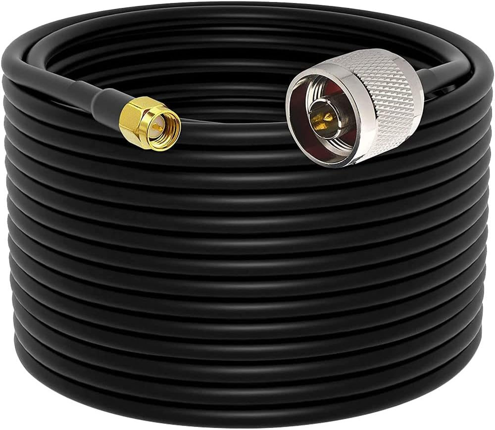 Low Loss RG58 N Male to SMA Male Antenna 75FT RF Coaxial Cable and Two-Way Radio