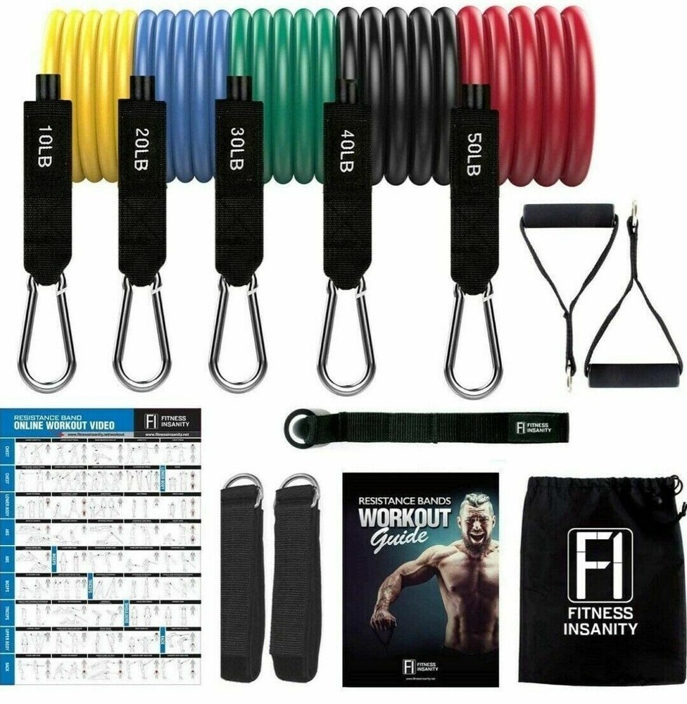 Fitness Insanity Resistance Bands Set Upowex 5-Piece Exercise Bands NEW (220)