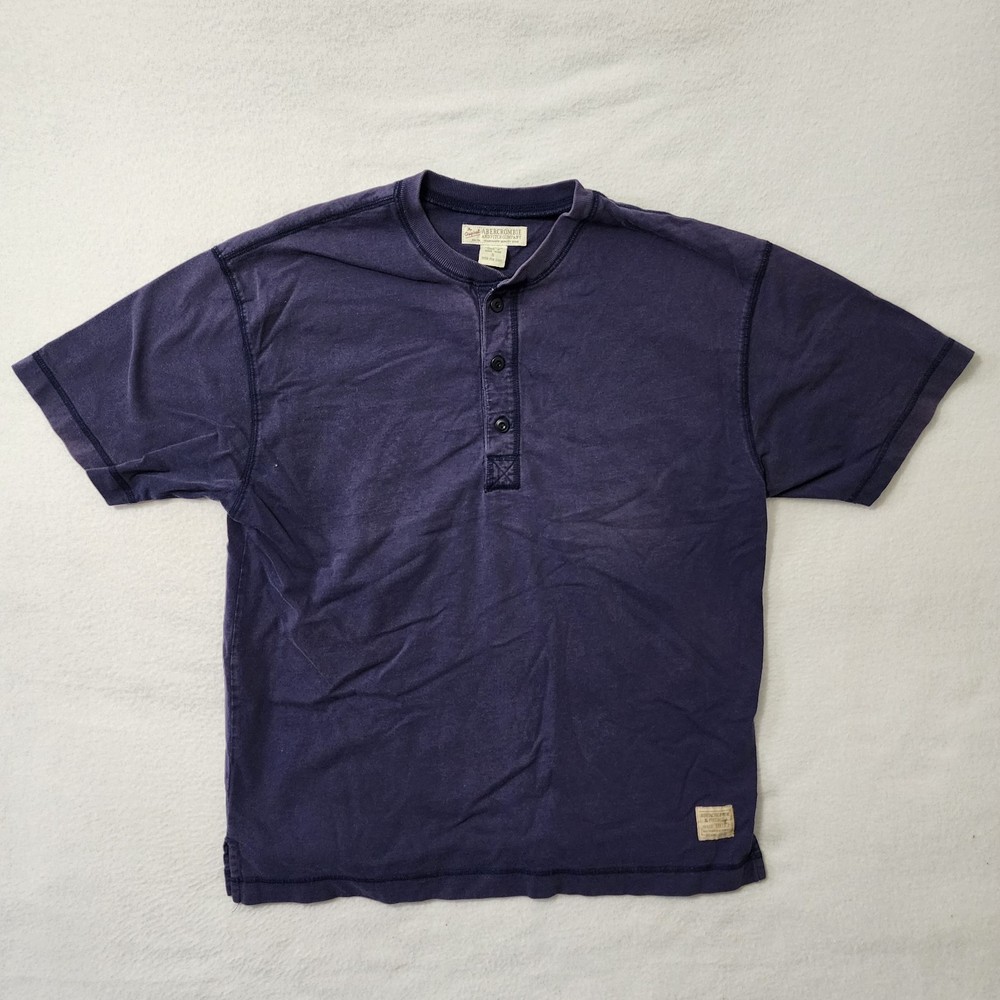 Vintage Y2k Abercrombie Fitch Henley T Shirt Mens Small Blue Indigo Skater-image