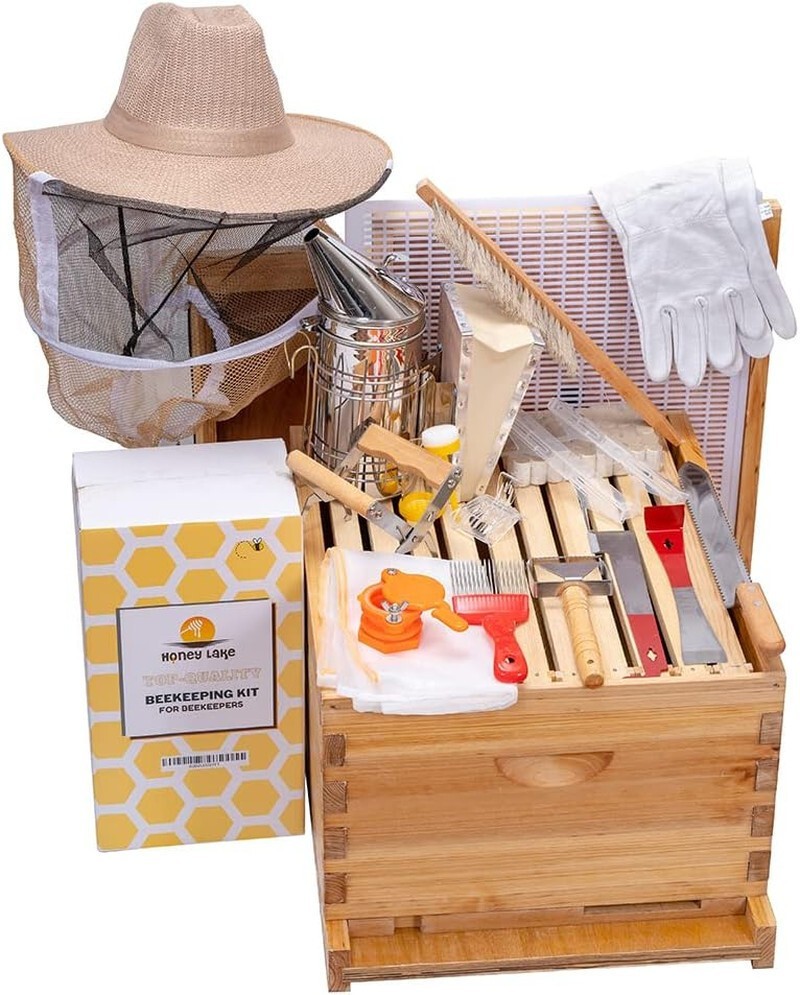10 Frame Beehive Starter Kit Beeswax Coated Deep Box Beekeeping