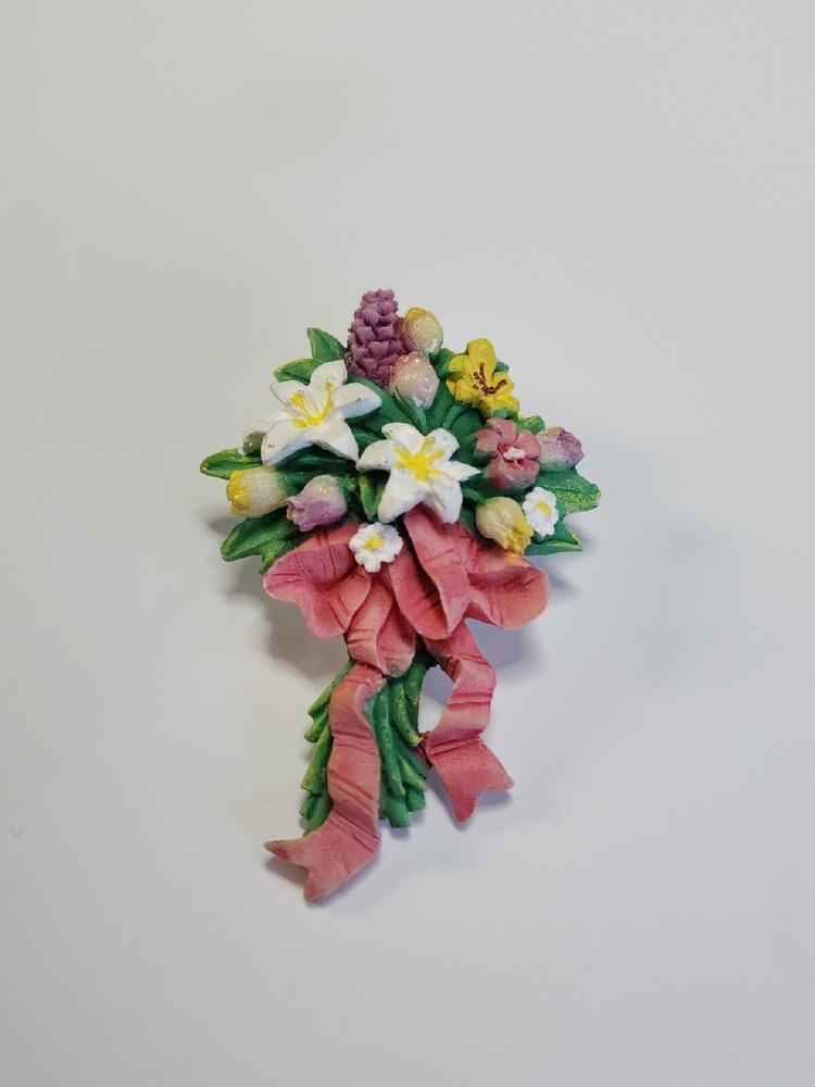 Bouquet Of Summer Flowers Lapel Pin Resin Large Size