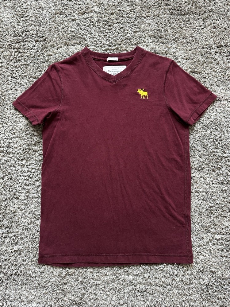 Vintage Abercrombie & Fitch V-Neck Muscle T Shirt Moose Logo Y2k Mens Medium-image