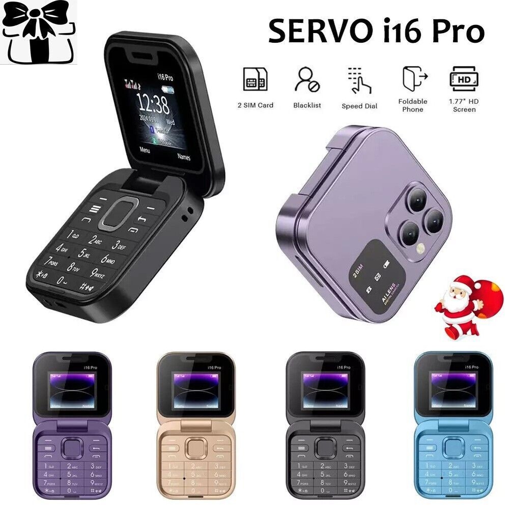 2X Para i16Pro Mini Desbloqueado Abatible Teléfono Móvil 2 Tarjetas SIM Pantalla Pequeña Plegable