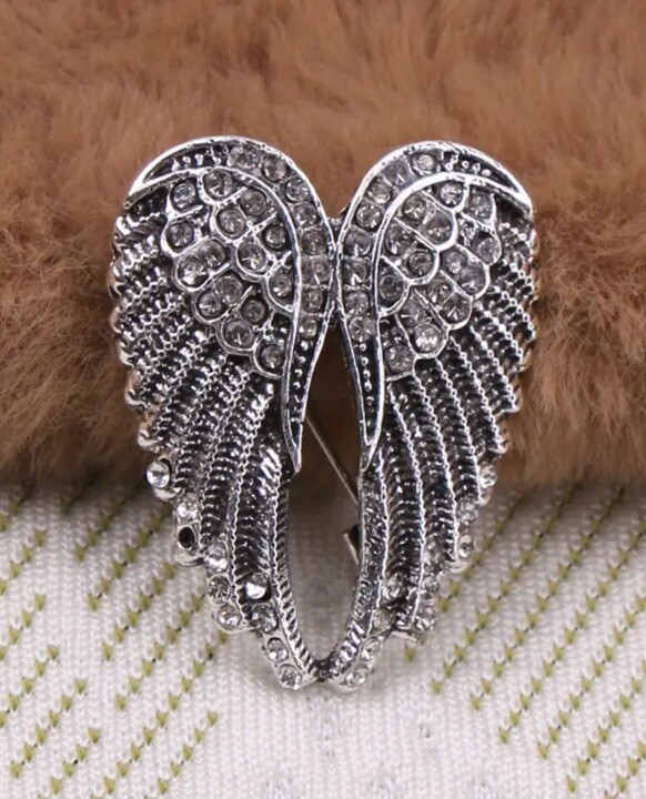 Angel Wing Rhinestone Brooch Pin Crystal Wings Jewelry Fashion Shiny 4cm