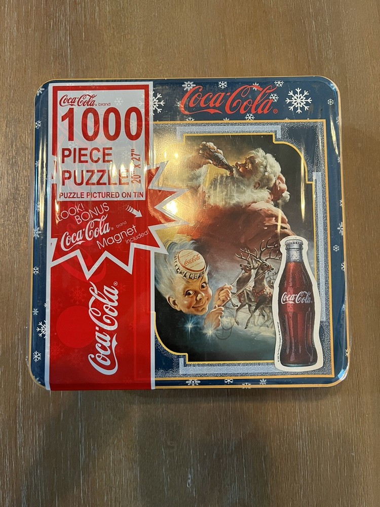Coca Cola Santa Claus Reindeer Puzzle Collectible With Magnet New Condition