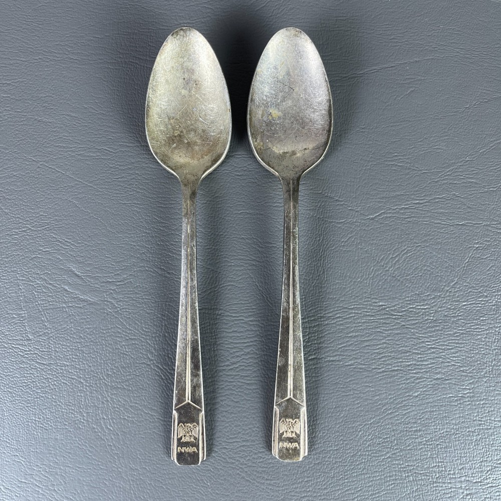 Vintage NWA Northwest Airlines Silverplate Spoon Set by International Silver Co  