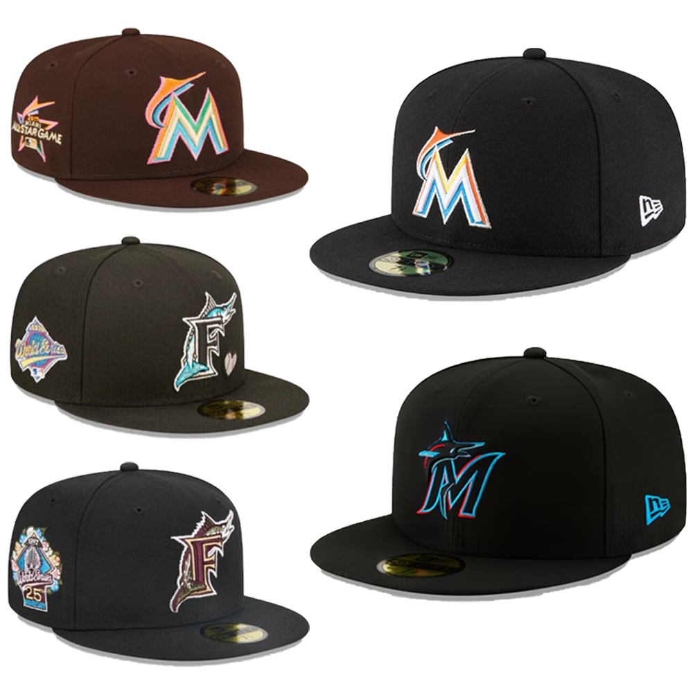 NEW Florida Marlins Men's 59FIFTY 5950 Fitted Hat MLB Baseball Cap