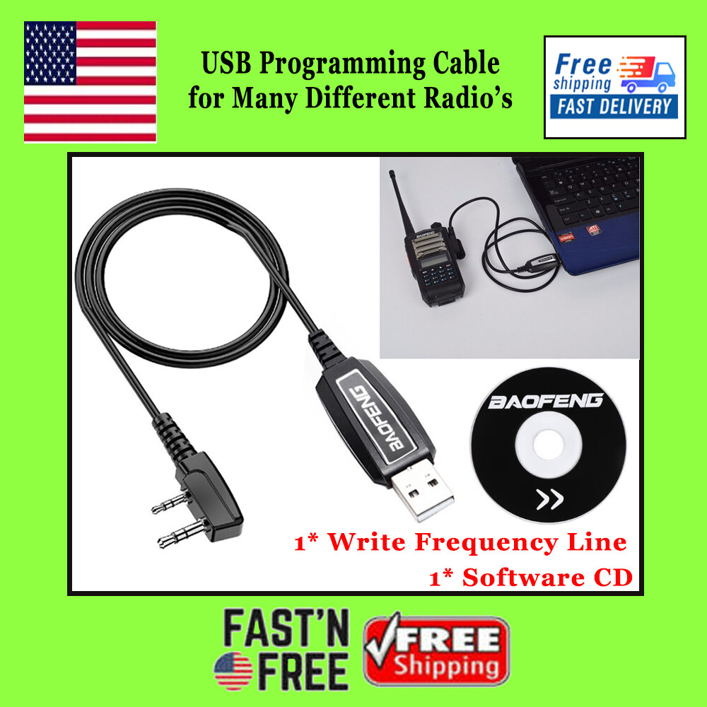 Programming Cable 2 Pin USB+Software CD For Baofeng UV-5R BF-888S Two Way Radio