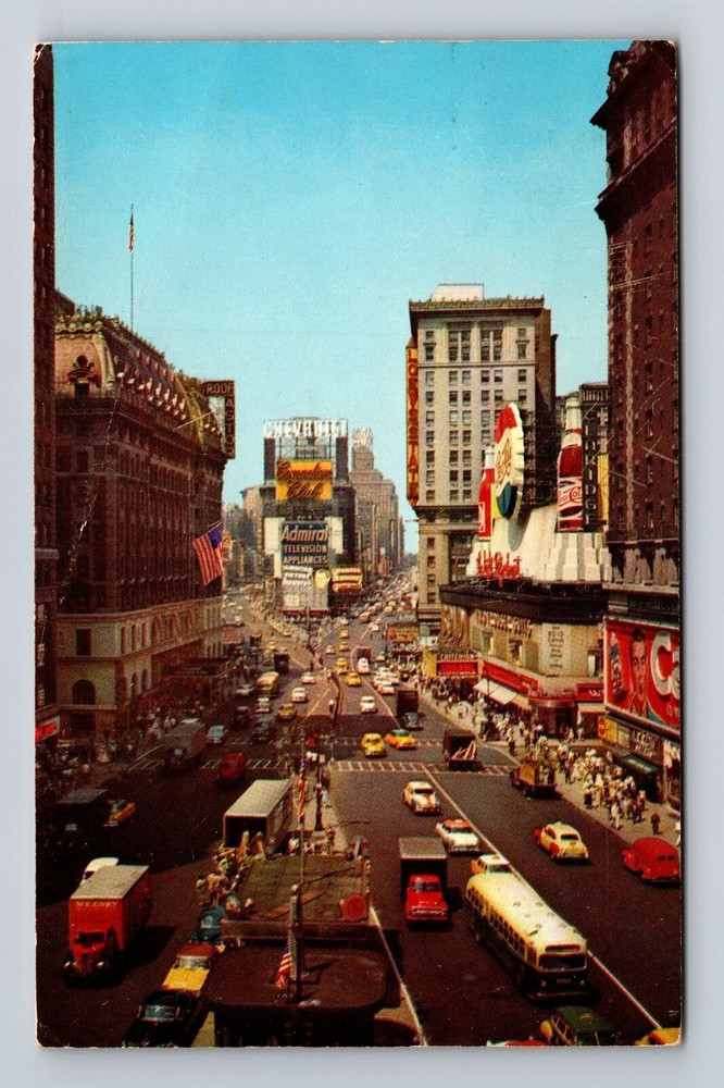 New York City NY, Aerial Times Square, Souvenir, Vintage c1958 Postcard