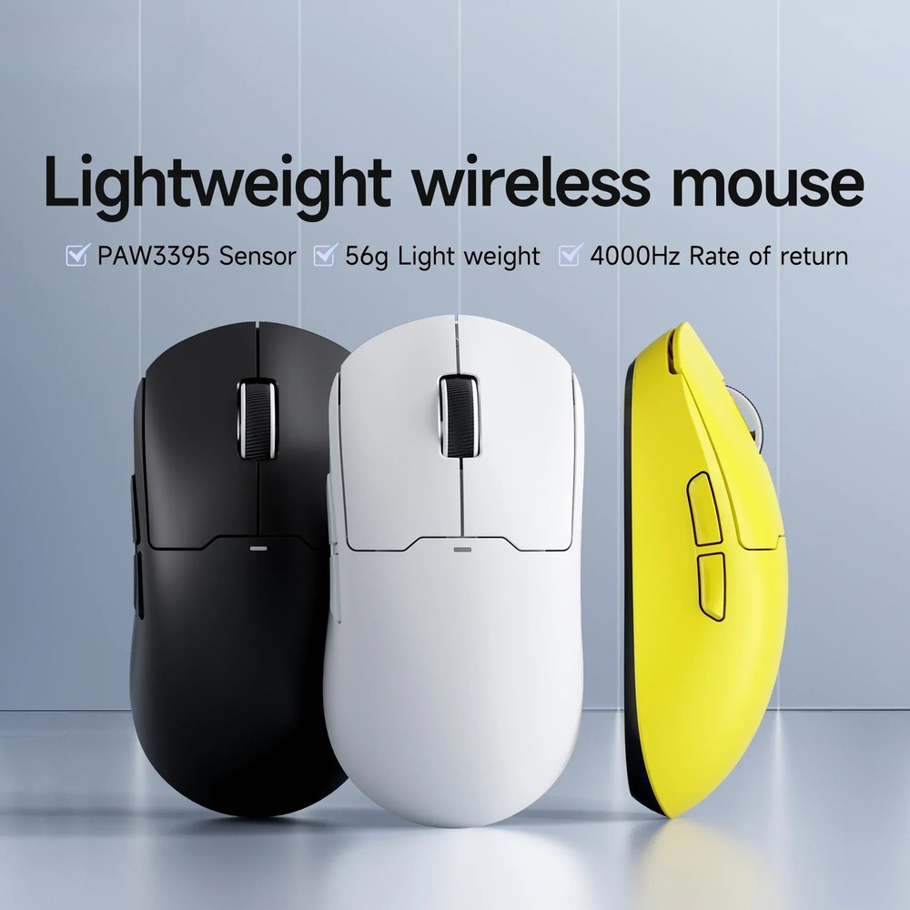 Wireless Mouse 26000DPI PAW3395 Optical Sensor Gaming Mouse 4KHz Light Weight