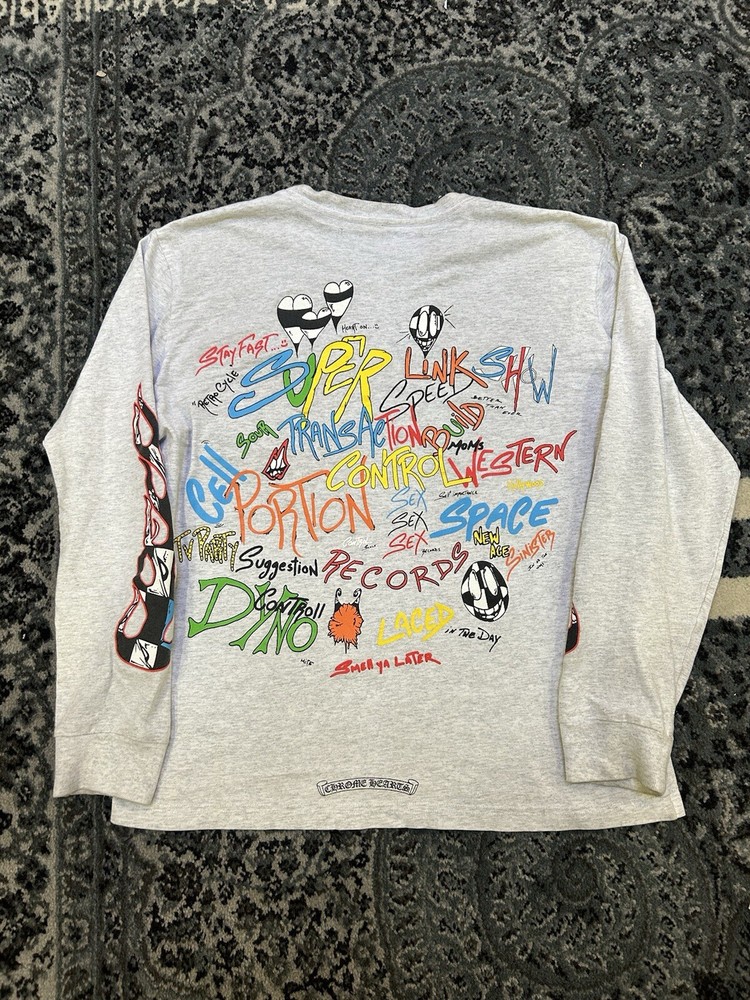 Size XL- Chrome Hearts Matty Boy Brain Shirt Grey Long Sleeve