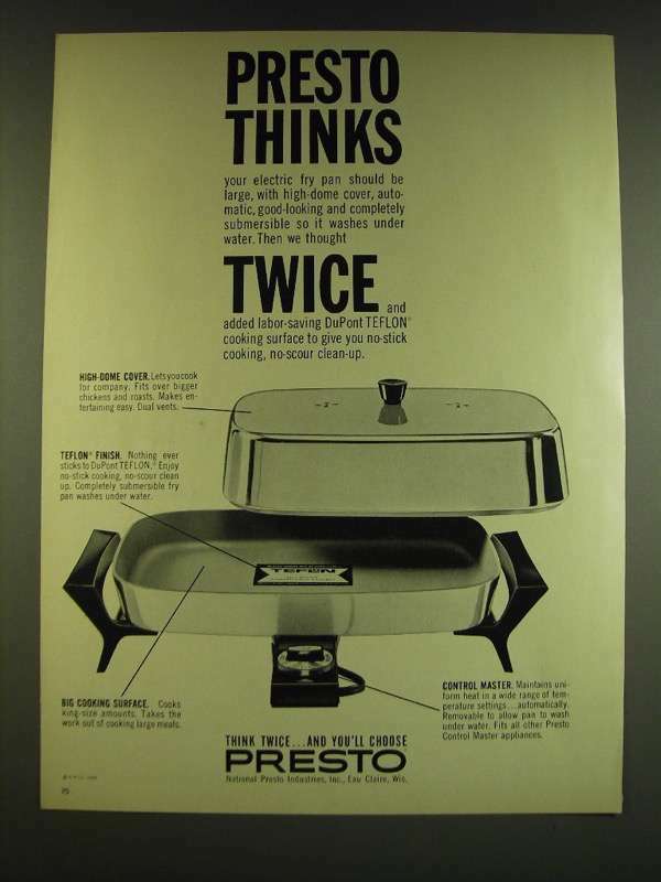 1966 Presto Electric Fry Pan Vintage Ad - Presto Thinks Twice