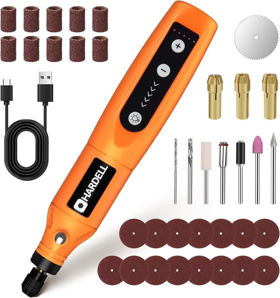 HARDELL Mini Cordless Rotary Tool 3.7V, 5-Speed and USB Charging with 36 Accesso