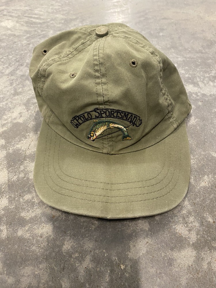 Vintage Ralph Lauren Polo Country Sportsman Longbill Hat Cap Stadium Olive Green
