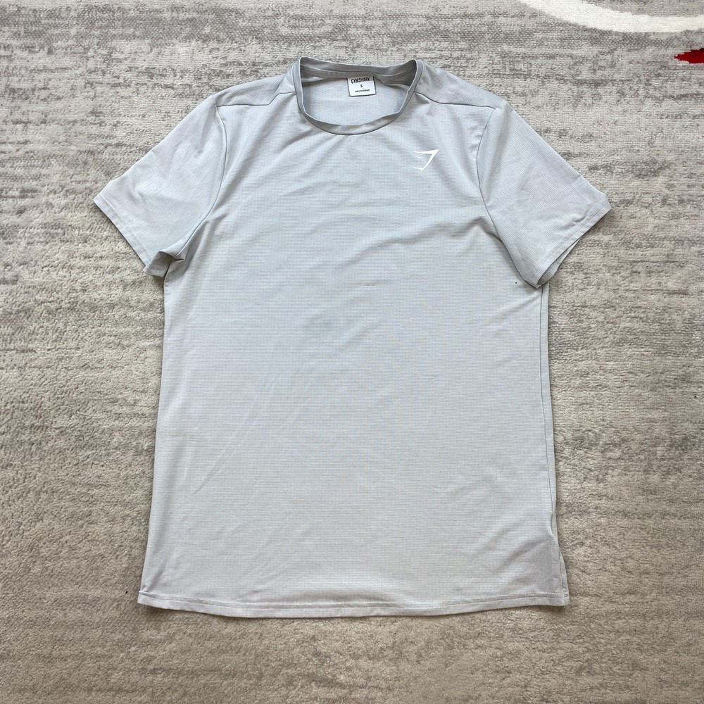 Gymshark Shirt Small Gray Performance Spell Out Gym Workout Gain Lifter Prep Men