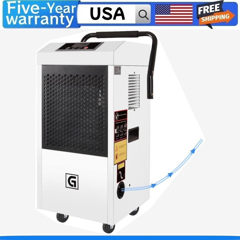 185 Pints Commercial Dehumidifier W/Pump and Drain Hose Faster Defrost 8,500 Sq
