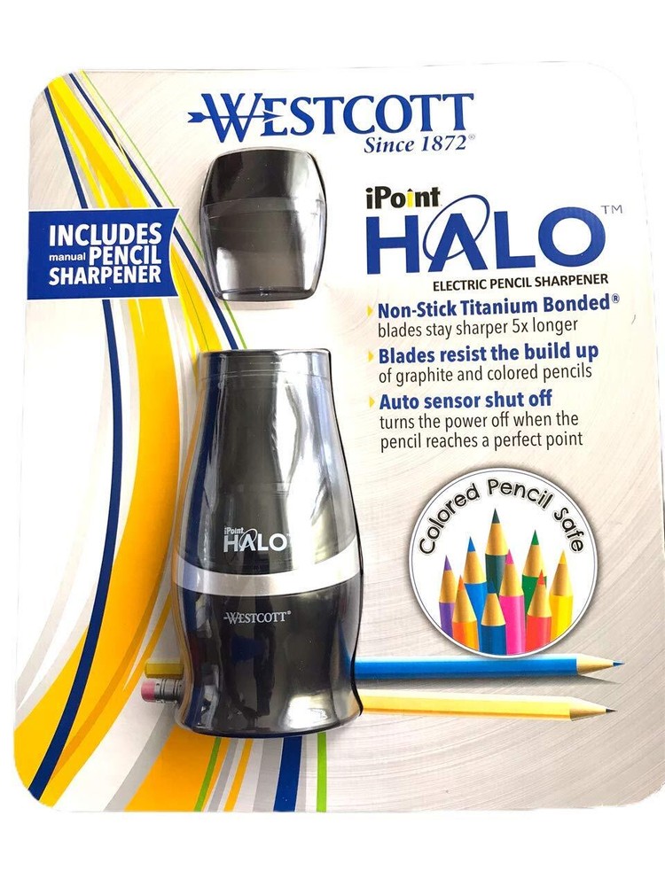 Westcott HALO iPoint ELECTRIC PENCIL SHARPENER includes 1 manual sharpener Color