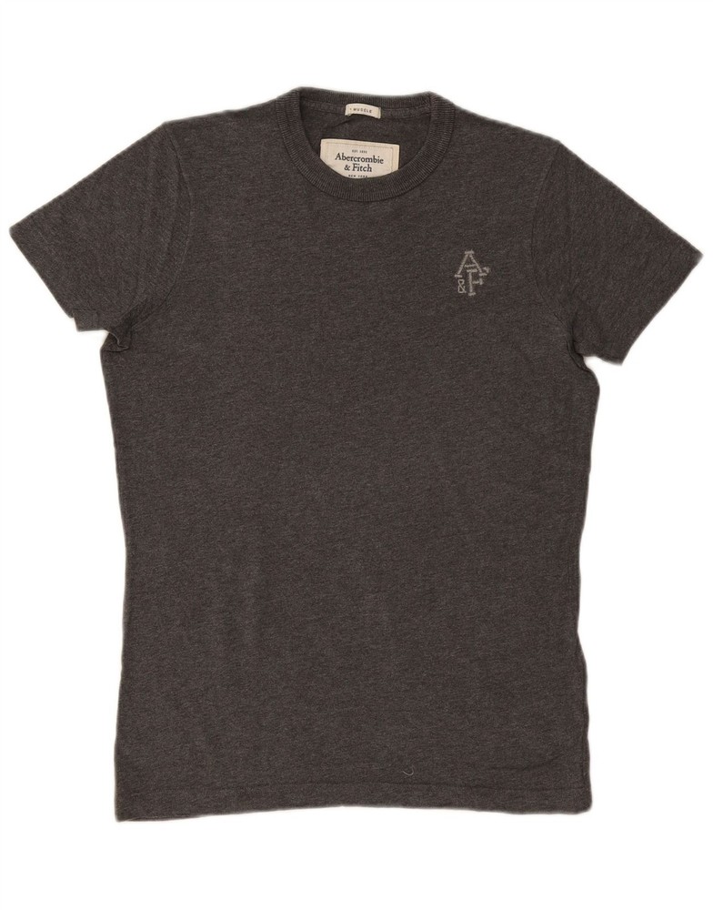 ABERCROMBIE & FITCH Mens Muscle T-Shirt Top Small Grey Cotton AK16-image