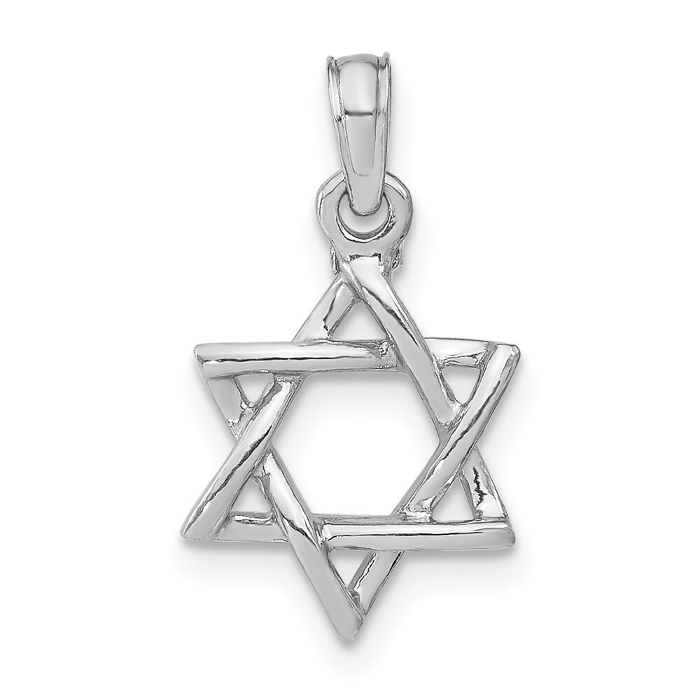 10K White Gold 3-D Polished Star Of David Charm Pendant 0.82gm L-18.4 mm, W-11mm