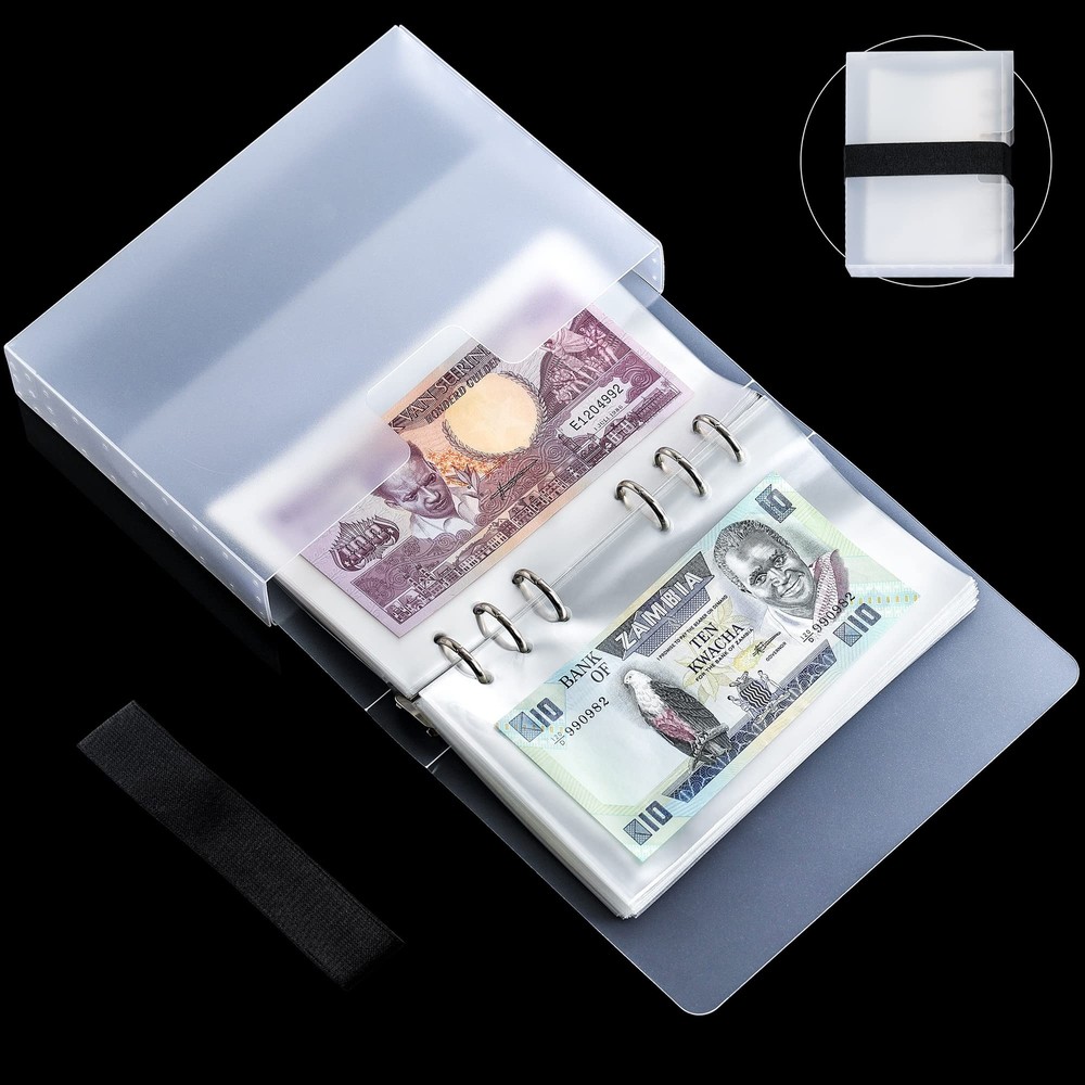 100 Pocket Currency Album - 7 × 4 inch Portable Banknotes Holder Dollar Paper...