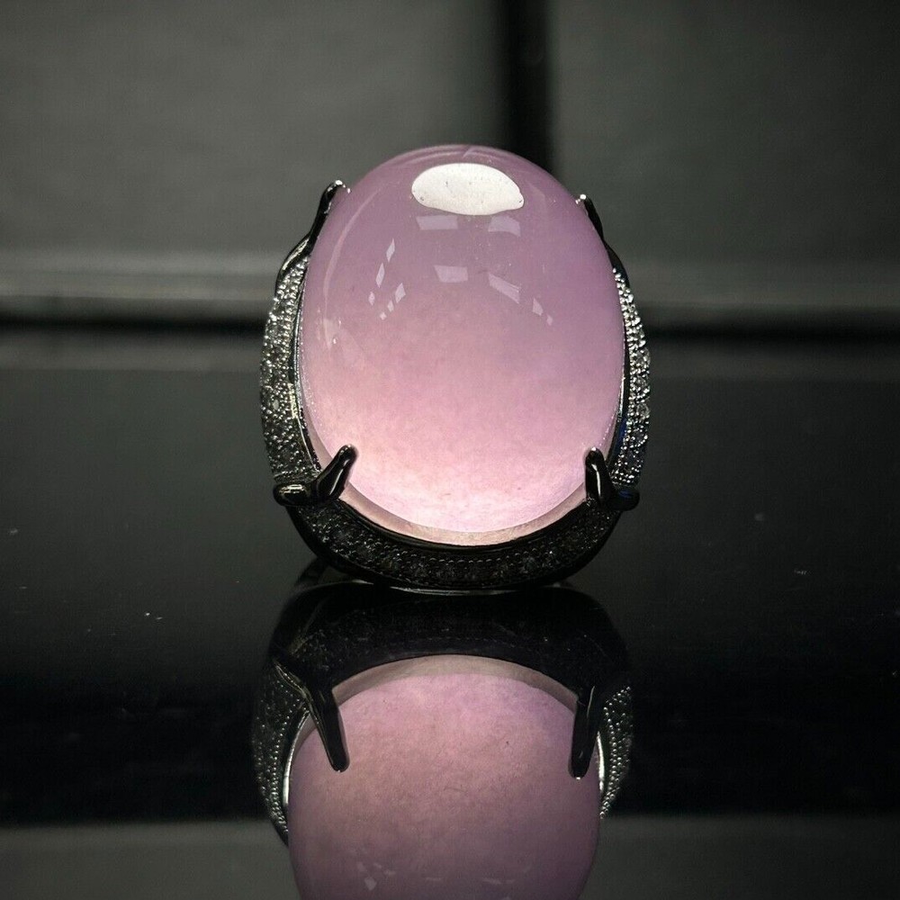 Certified Natural Ice pink Burmese Jade Jadeite Amulet archery thumb Rings