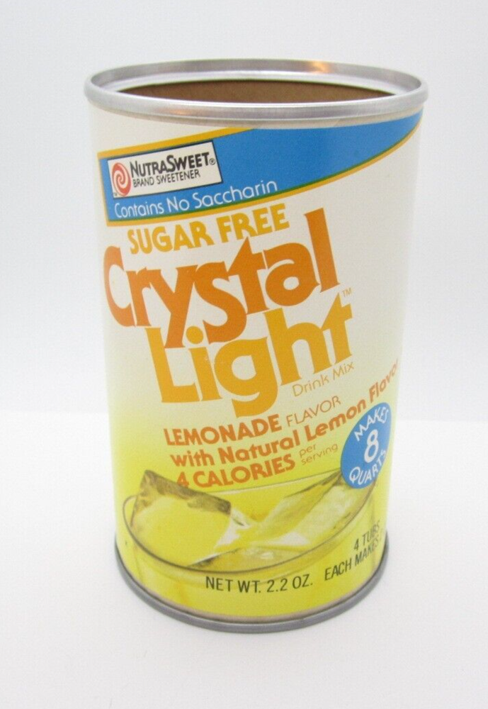 Vintage 1985 Crystal Light Sugar Lemonade Flavor EMPTY 2.2 Oz Container (No Lid)