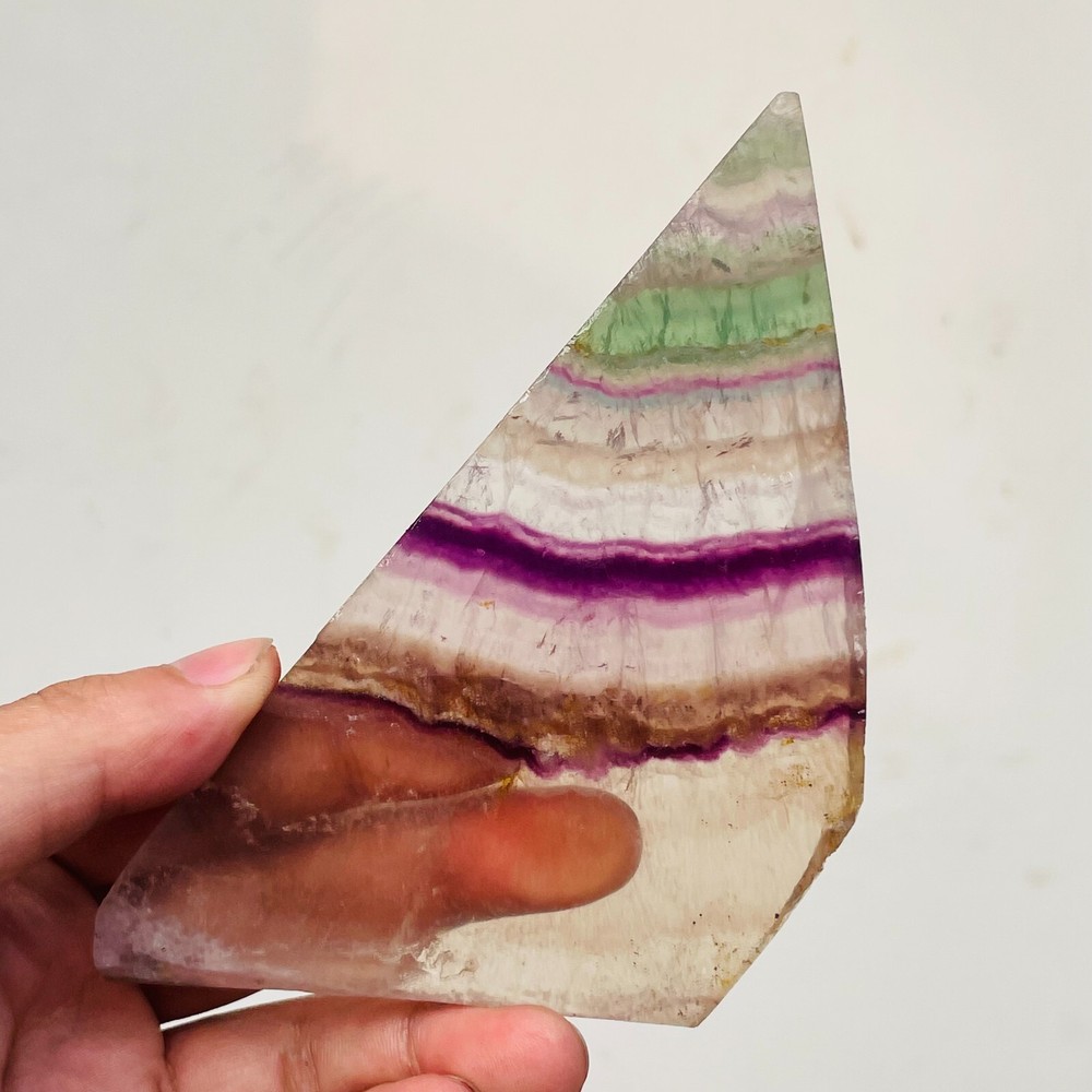 185g Natural Rainbow Fluorite Slice Crystal Healing Mineral Specimen