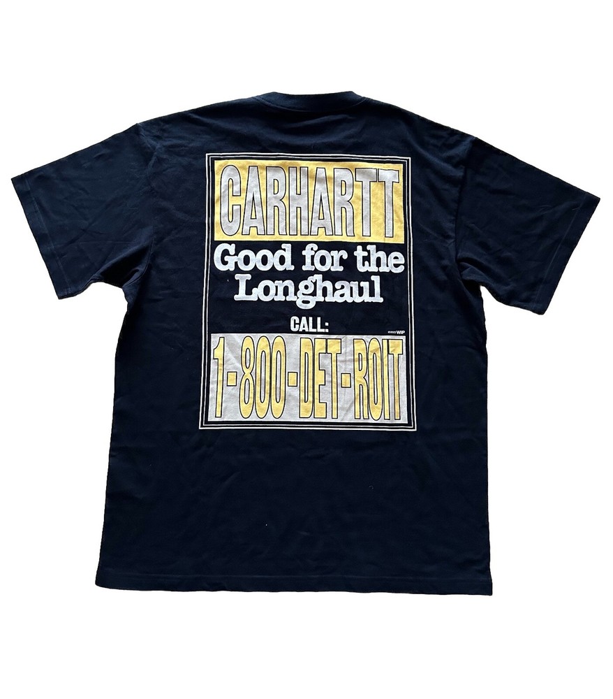 Carhartt WIP “Good For The Longhaul Call 1-800-DET-TROIT Graphic Logo Tee Sz Med