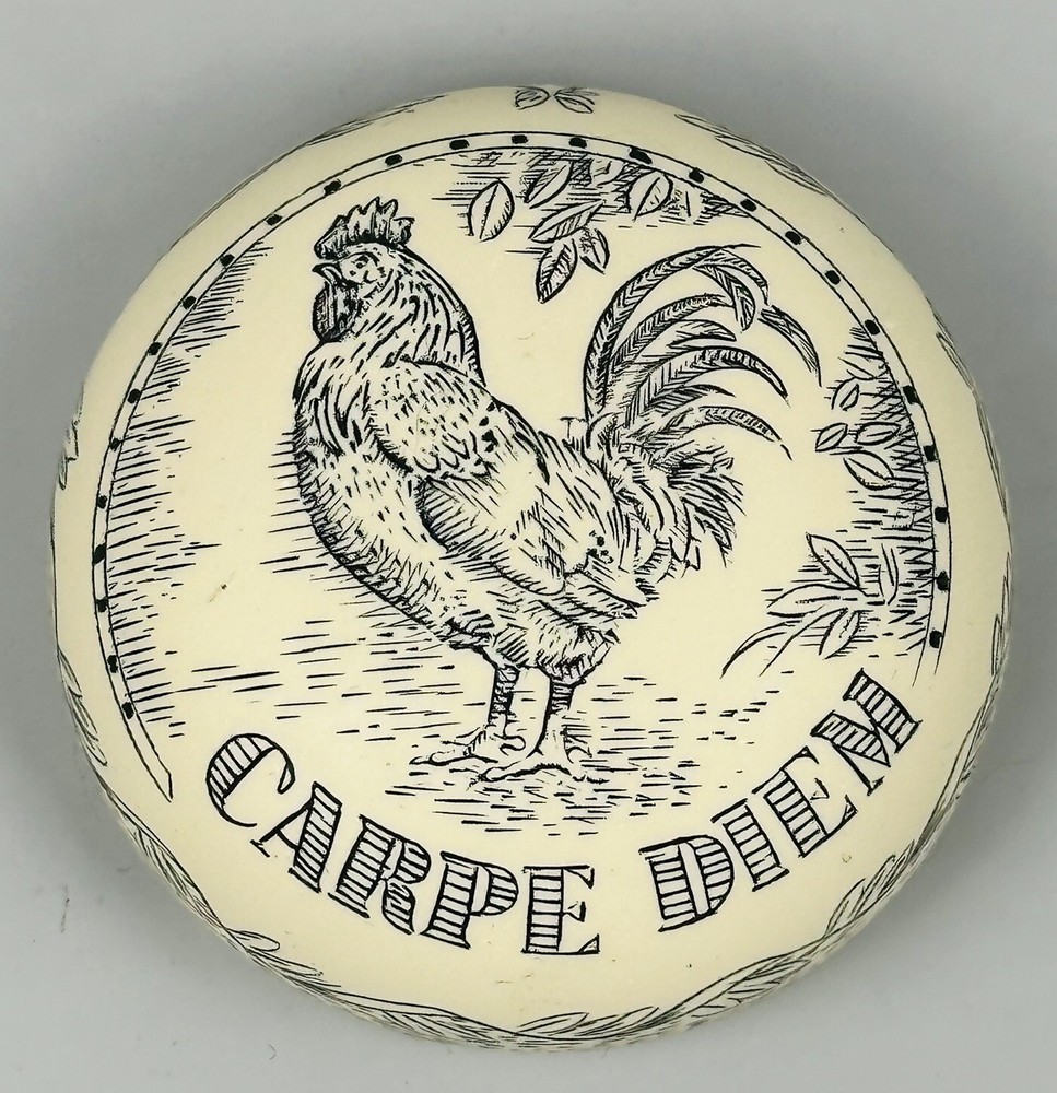 Carpe Diem Seize The Day Rooster Paperweight Decorative Carved Great Britain