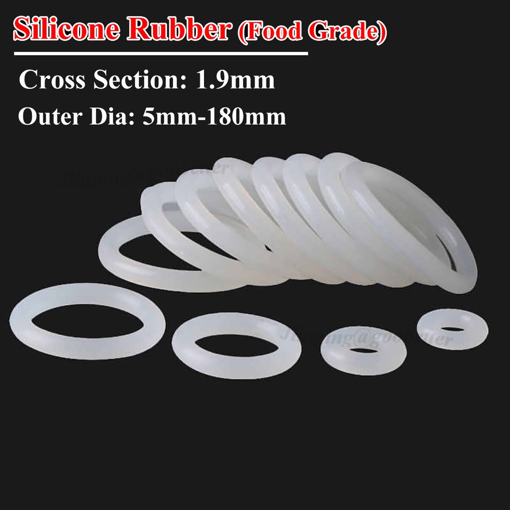 Food Grade White Silicone Rubber O Rings CS 1.9mm OD 5-180mm Seals O-Ring Washer