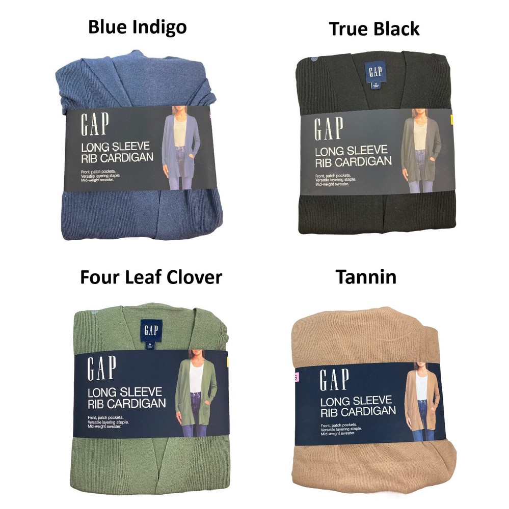 GAP Women's Mid Weight Front Patch Pockets Long Sleeve Rib Cardigan