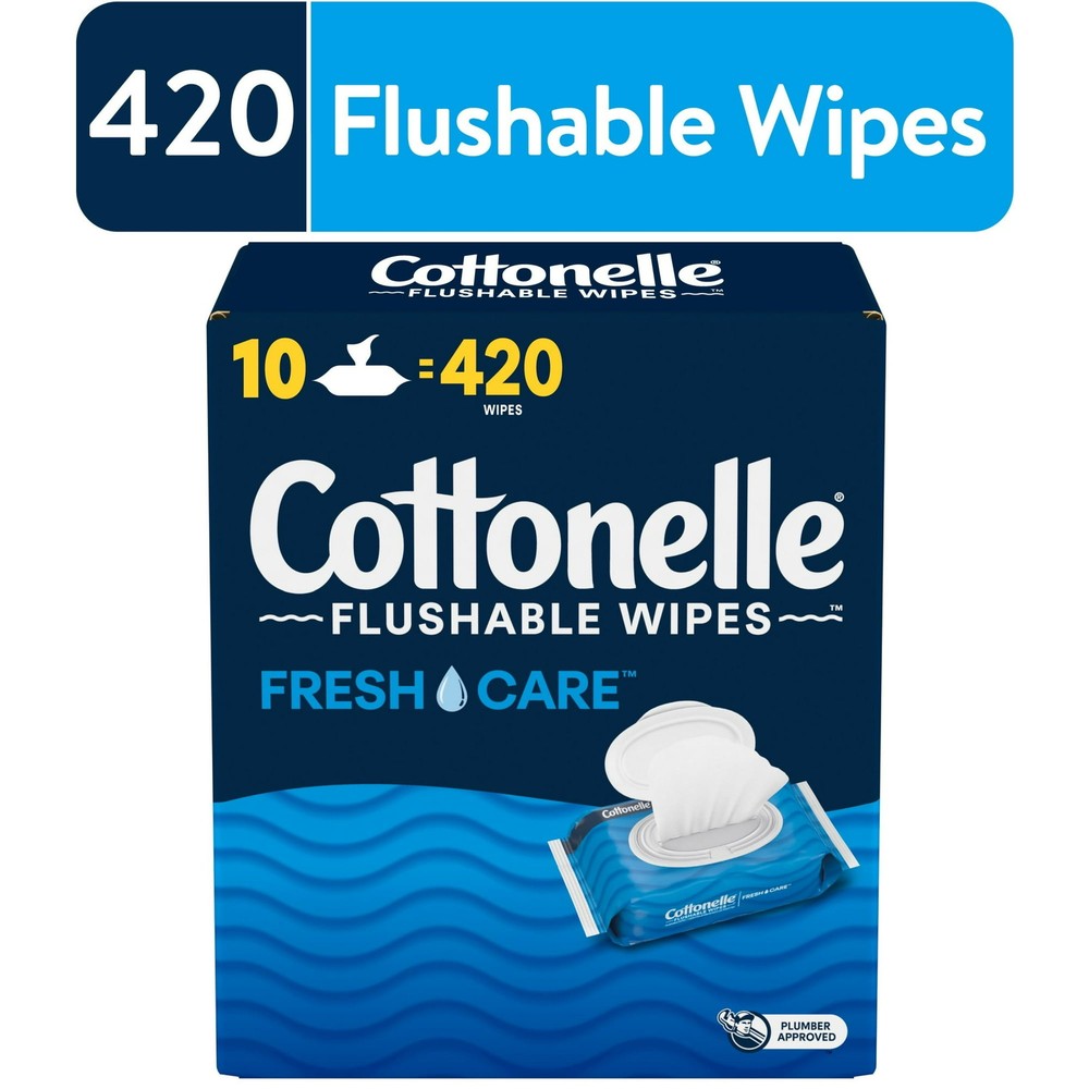 Cottonelle Fresh Care Flushable Wipes, 10 Flip-Top Packs 420 flushable wipes