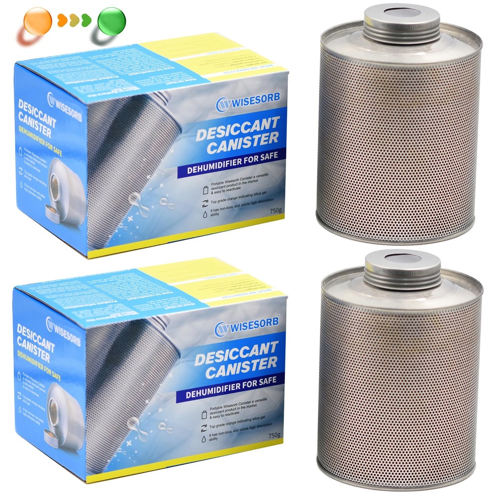 750 Grams Gun Safe Dehumidifier, 2 Pack Reusable Canister Desiccant Dehumidif...