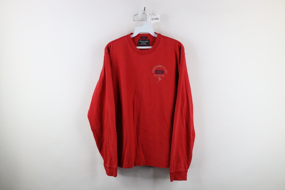 Vintage Abercrombie & Fitch Mens Large Faded Ski Patrol Long Sleeve T-Shirt Red-image