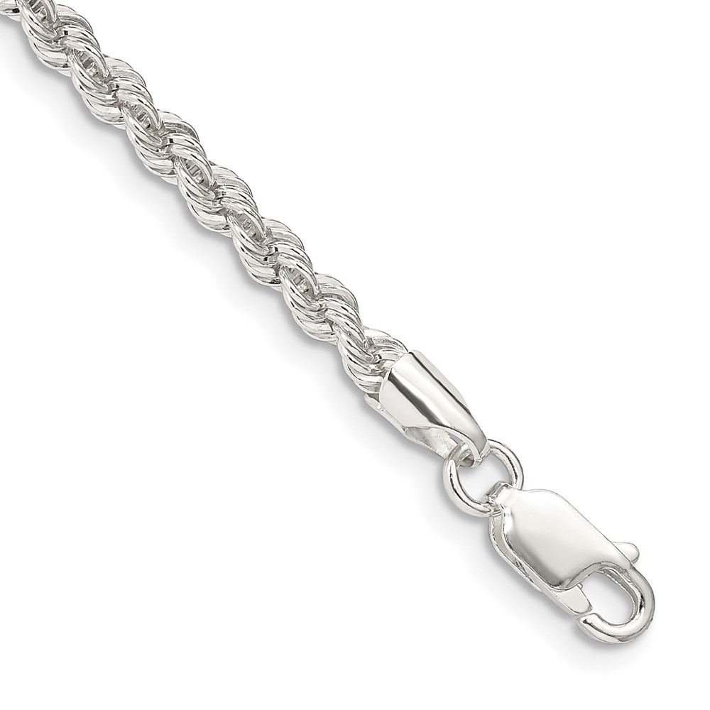 925 Sterling Silver 3mm Rope Chain Anklet 9 Inch 6.41 Grams