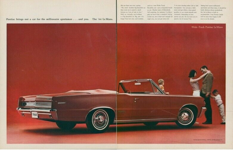 1963 1964 Pontiac Le Mans Millionaire Sportsman Wide Track Vintage Print Ad LO8