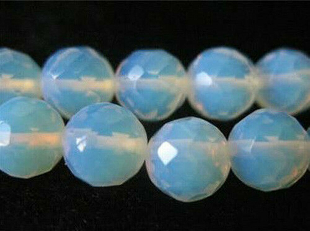 AAA Huge 14mm Faceted Moonstone Round Loose Bead 14 Inch Rare Gemstone-image