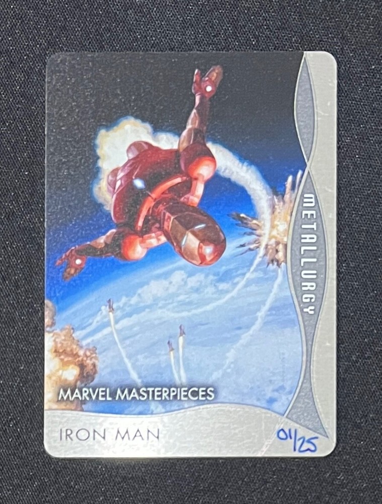 2020 Marvel Masterpieces #34 IRON MAN Metallurgy Metal Parallel Card /25 ALPHA !