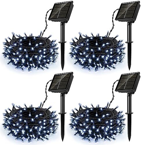 4Pack Solar String Lights for Outside, 400 LED Solar Christmas Lights White